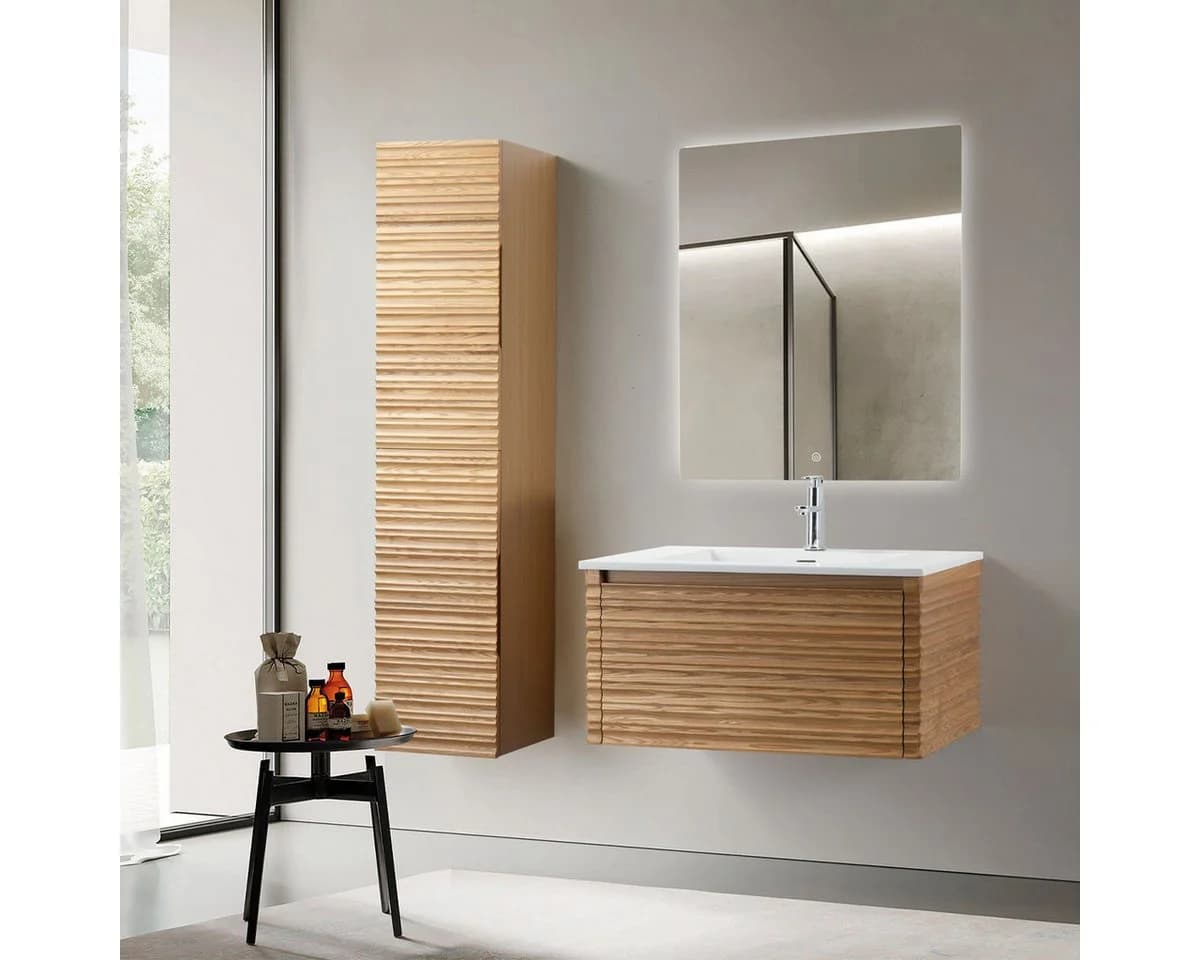 Belvit Aufsatzwaschbecken 80 cm Mattweiß Mineralguss Überlauf - Bild 3