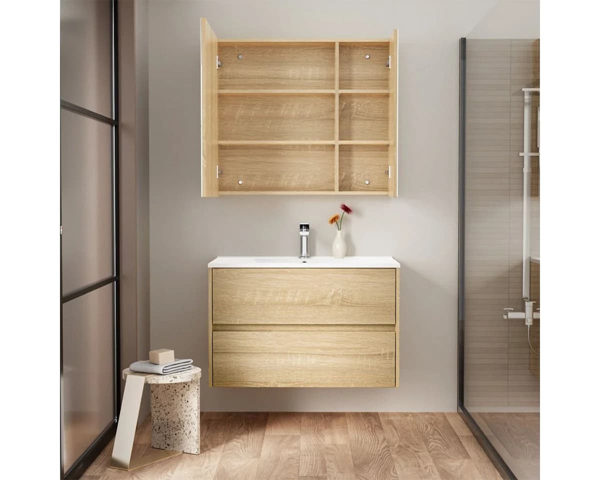 Belvit Spiegelschrank DRAVA mit Softclose & höhenverstellbaren Böden - Bild 4