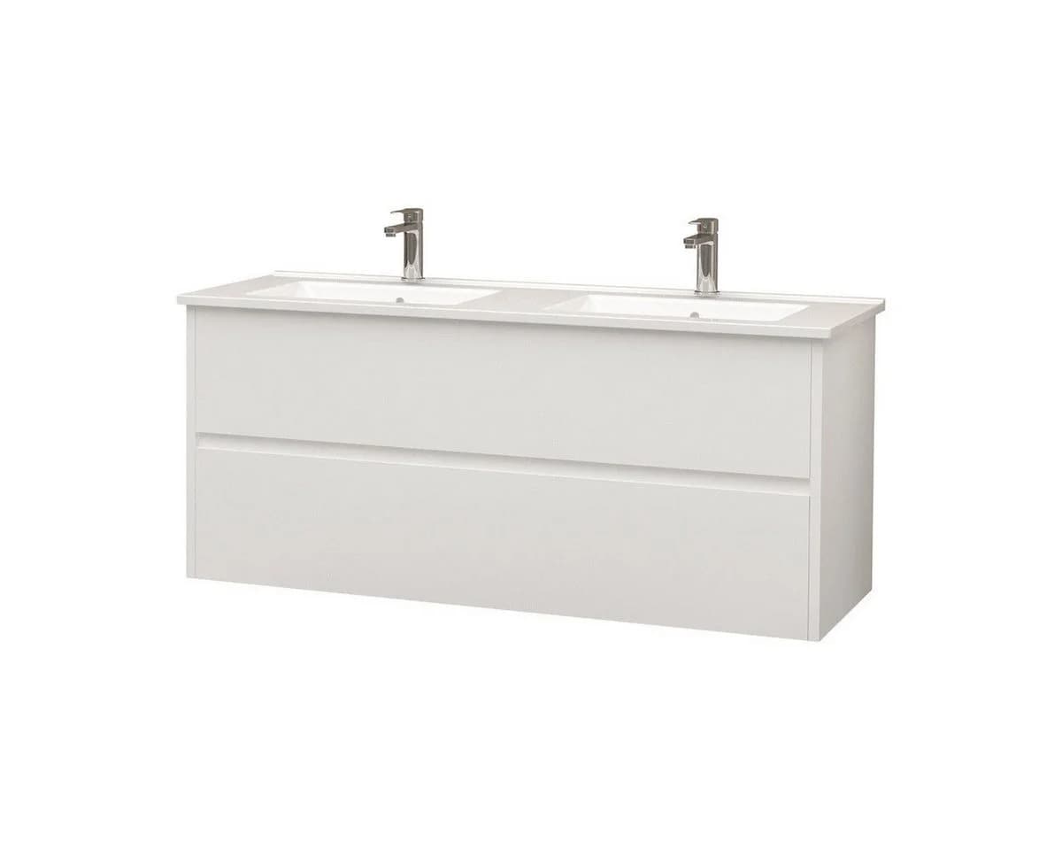 Belvit Waschbeckenschrank Drava 120 cm Weiß Hochglanz mit 2 Softclose-Schubladen - Bild 4
