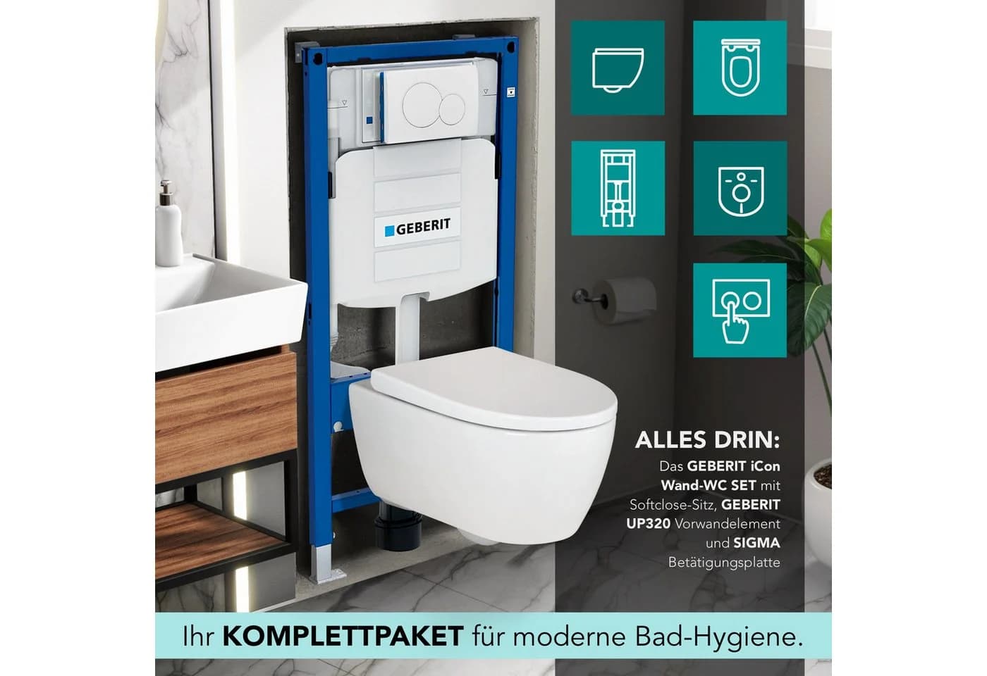 Geberit iCon WC-Komplettset mit UP320 Vorwandelement & Softclose-Sitz - Bild 3