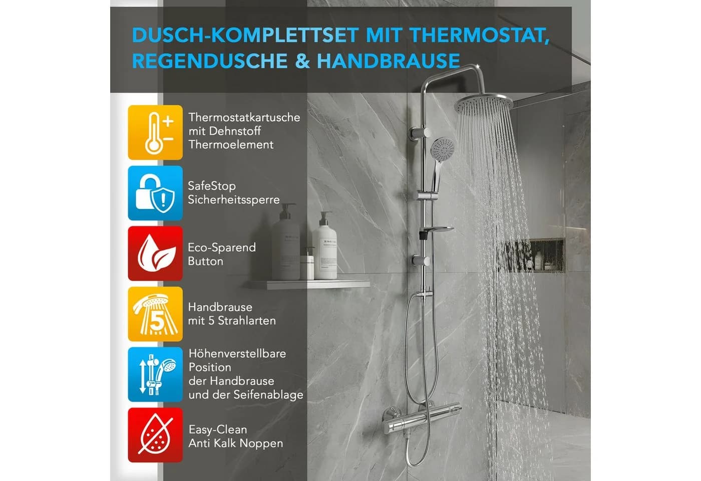 Grohe Precision Flow Duscharmatur Thermostat mit Regendusche und Handbrause