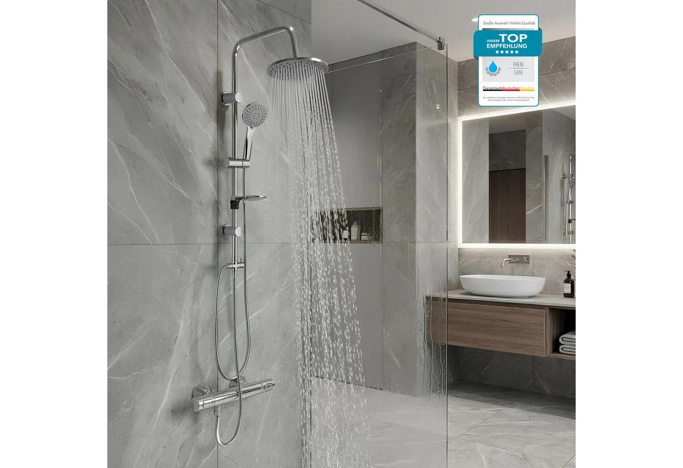Grohe Precision Flow Duscharmatur Thermostat mit Regendusche und Handbrause - Bild 2