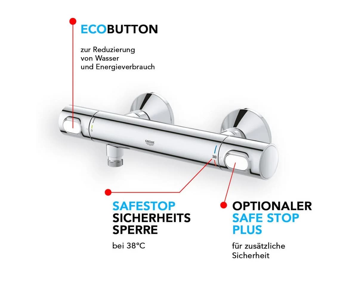 Grohe Precision Flow Duscharmatur Thermostat mit Regendusche und Handbrause - Bild 3