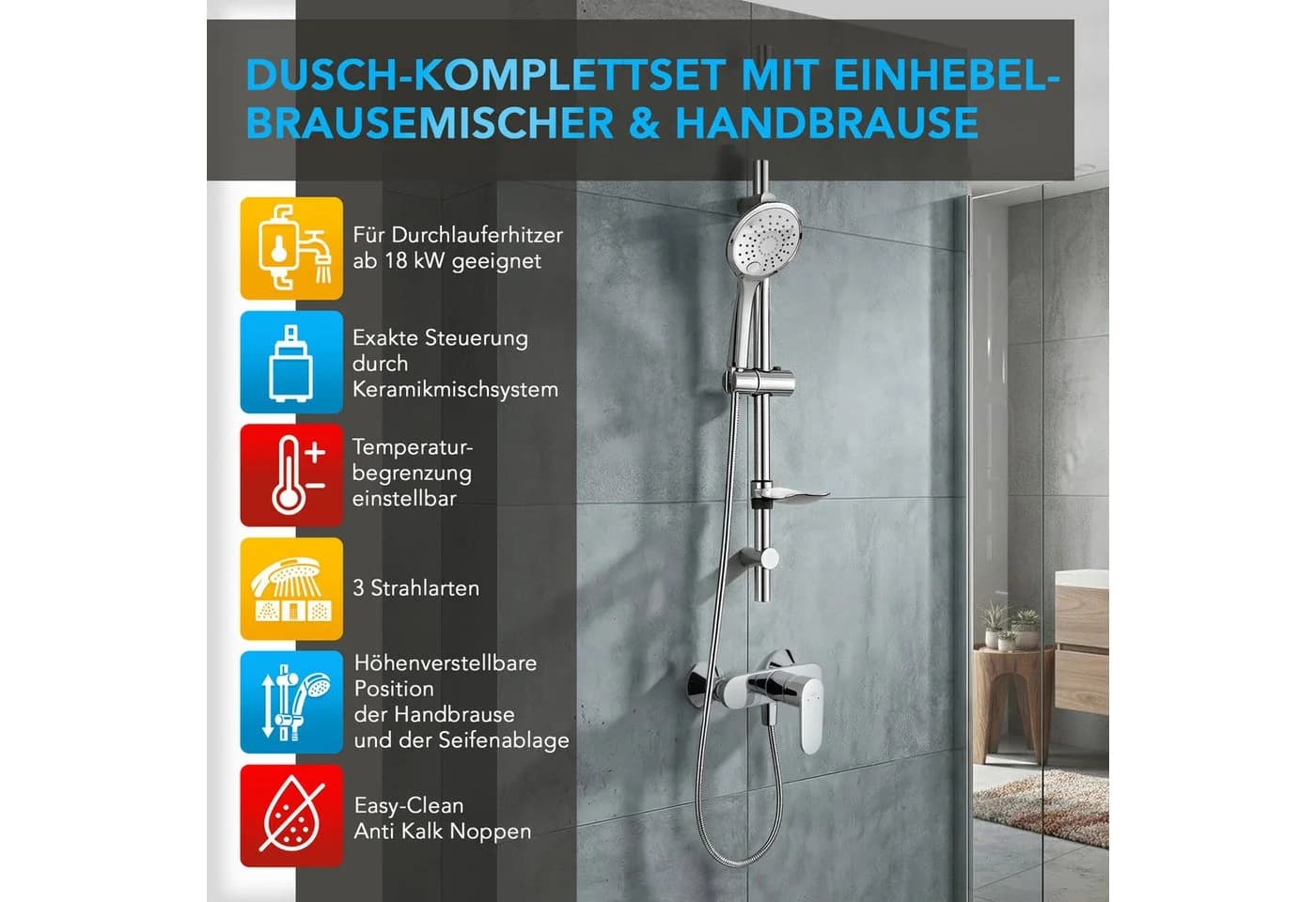 Hansgrohe Duscharmatur Set Vernis Blend Einhebelmischer Chrom/ Schwarz Matt