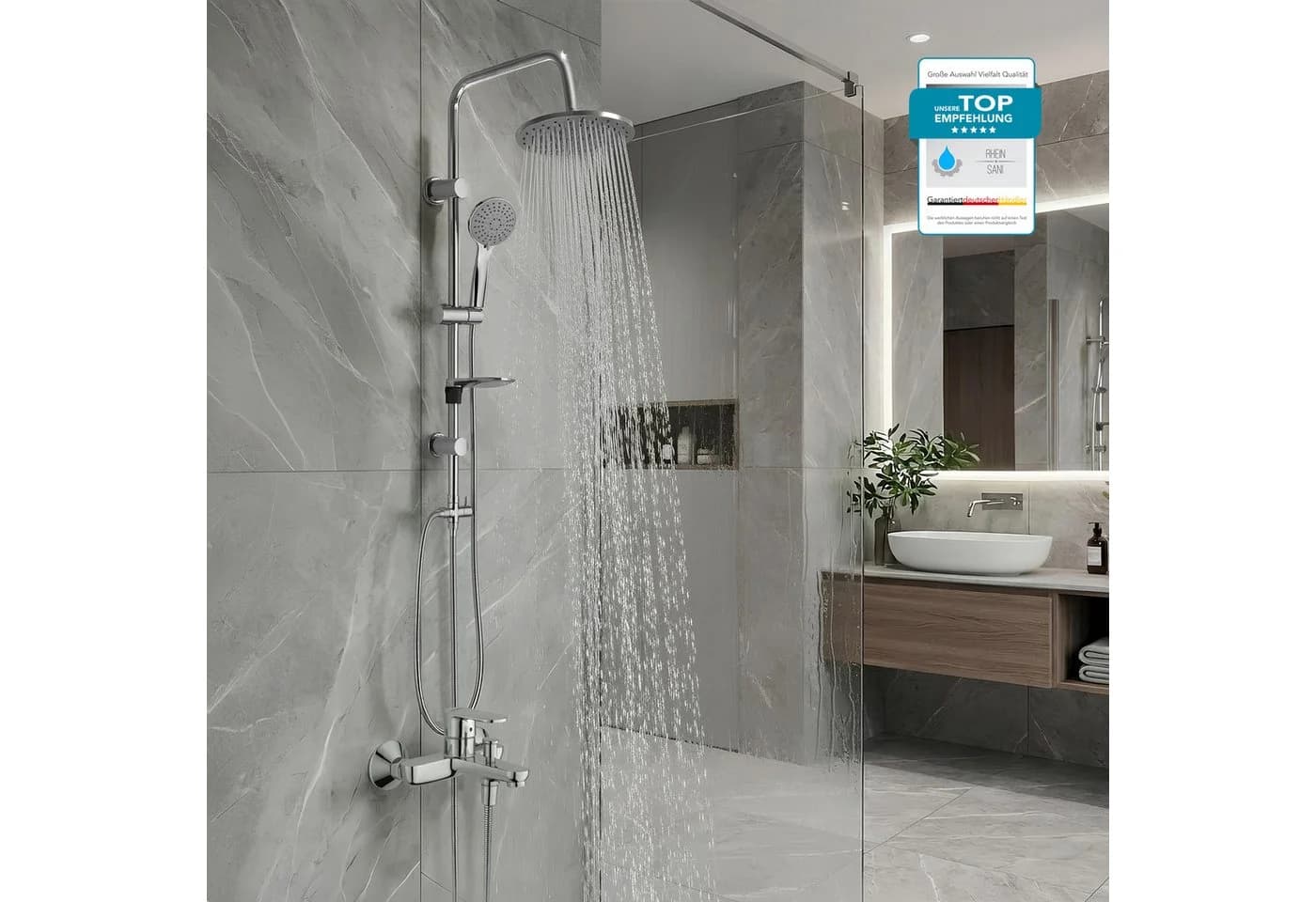 Hansgrohe Wannenarmatur Vernis Blend mit Wannenmischer, Handbrause oder Regendusche, Aufputz (Spar-Set) Einhebel Badewannenarmatur, Chrom oder Schwarz Matt - Bild 2