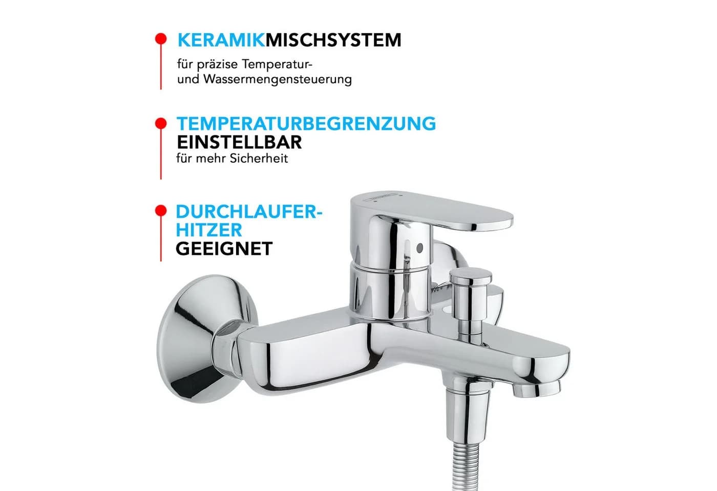 Hansgrohe Wannenarmatur Vernis Blend mit Wannenmischer, Handbrause oder Regendusche, Aufputz (Spar-Set) Einhebel Badewannenarmatur, Chrom oder Schwarz Matt - Bild 3