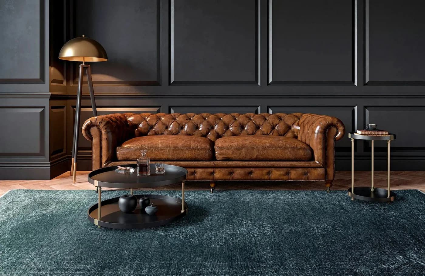 Tesso Living Designteppich MARYLOU Vintage Orientalisch Grau Blau