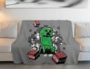 Minecraft Flanell Wohndecke 130x160 cm Kuscheldecke Bild 1