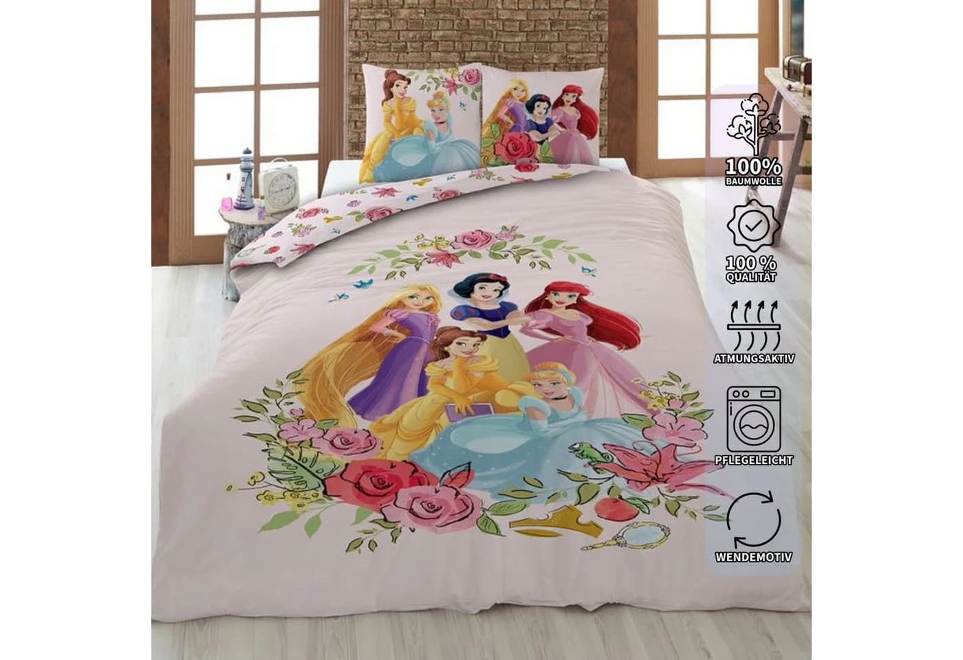 KK Shopping Disney Princess Bettwäsche Rosa 100% Baumwolle