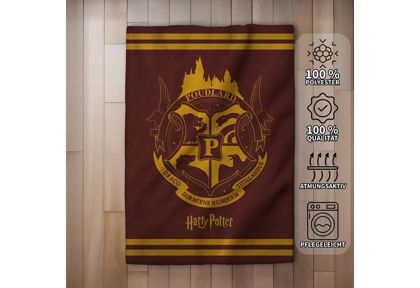 Harry Potter Hogwarts Wappen Flauschdecke 130x160 cm AY!Max - Bild 3