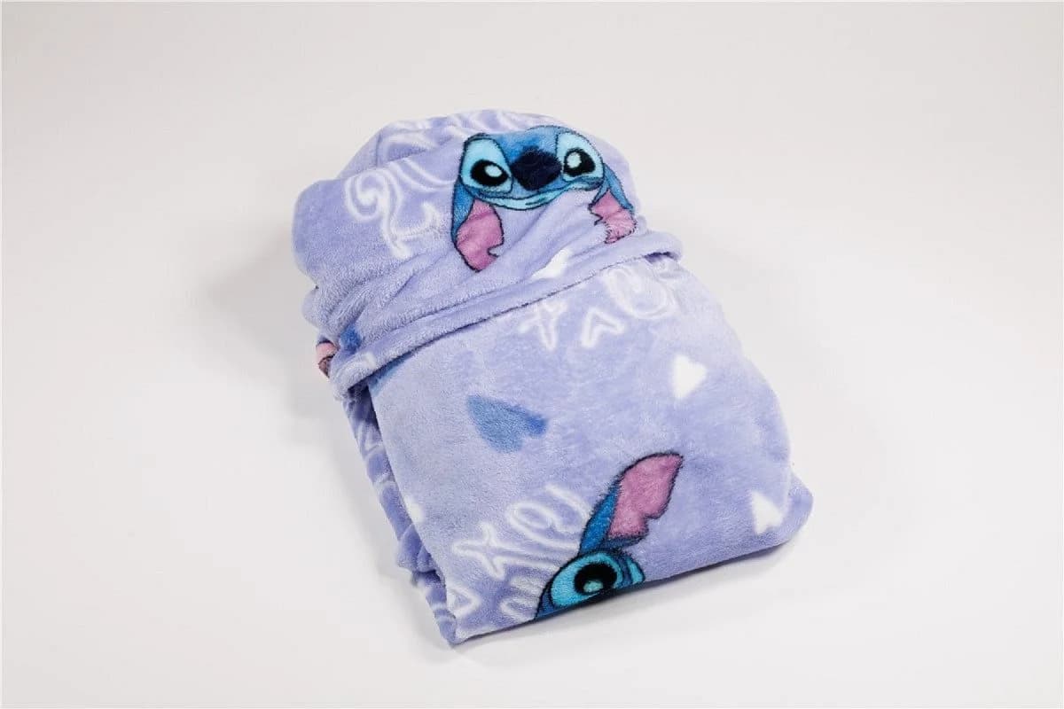 Lilo & Stitch Wohndecke mit Kapuze Flanell Lila 120x150 cm - Bild 4