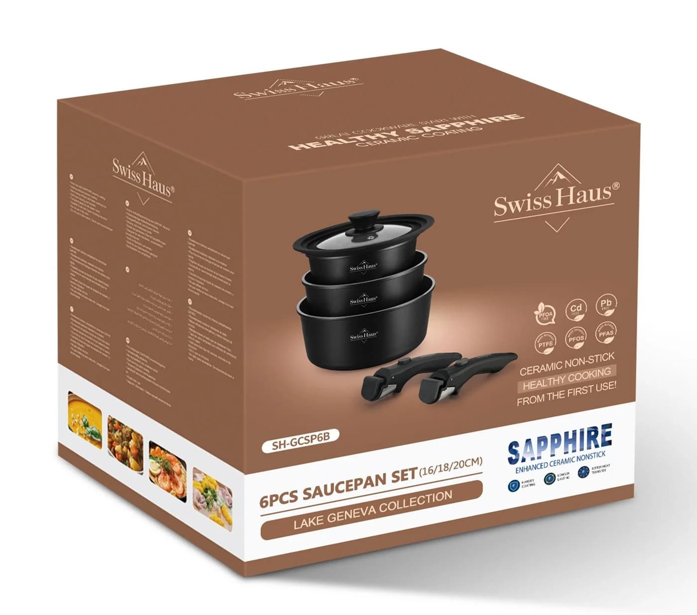Swiss-Haus Topf-Set 6-tlg. Schwarz Aluminium Antihaft Induktion