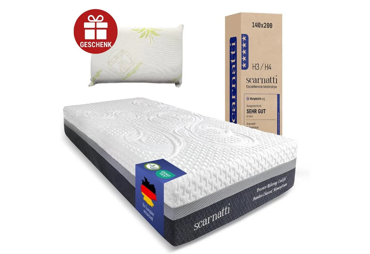 Scarnatti Gel Memory Foam Matratze 7-Zonen Druckentlastung 27cm Höhe - Bild 2