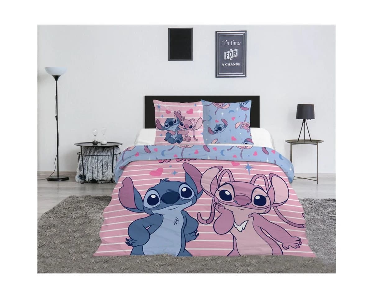 Disney Bettwäsche Stitch Set Kinder Blau Polycotton