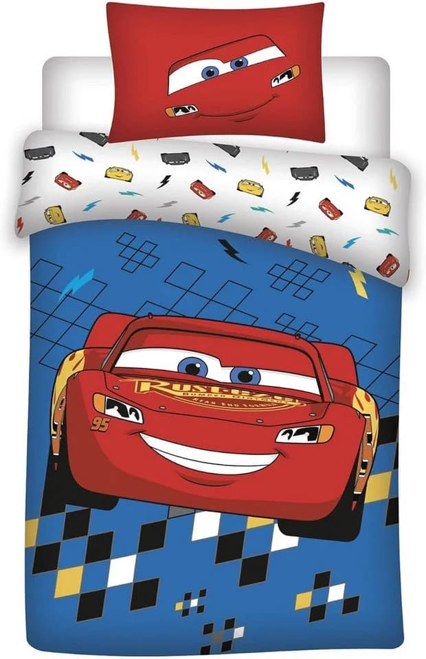 AY!Max Babybettwäsche Set Cars Blau/Rot 100% Baumwolle - Bild 2