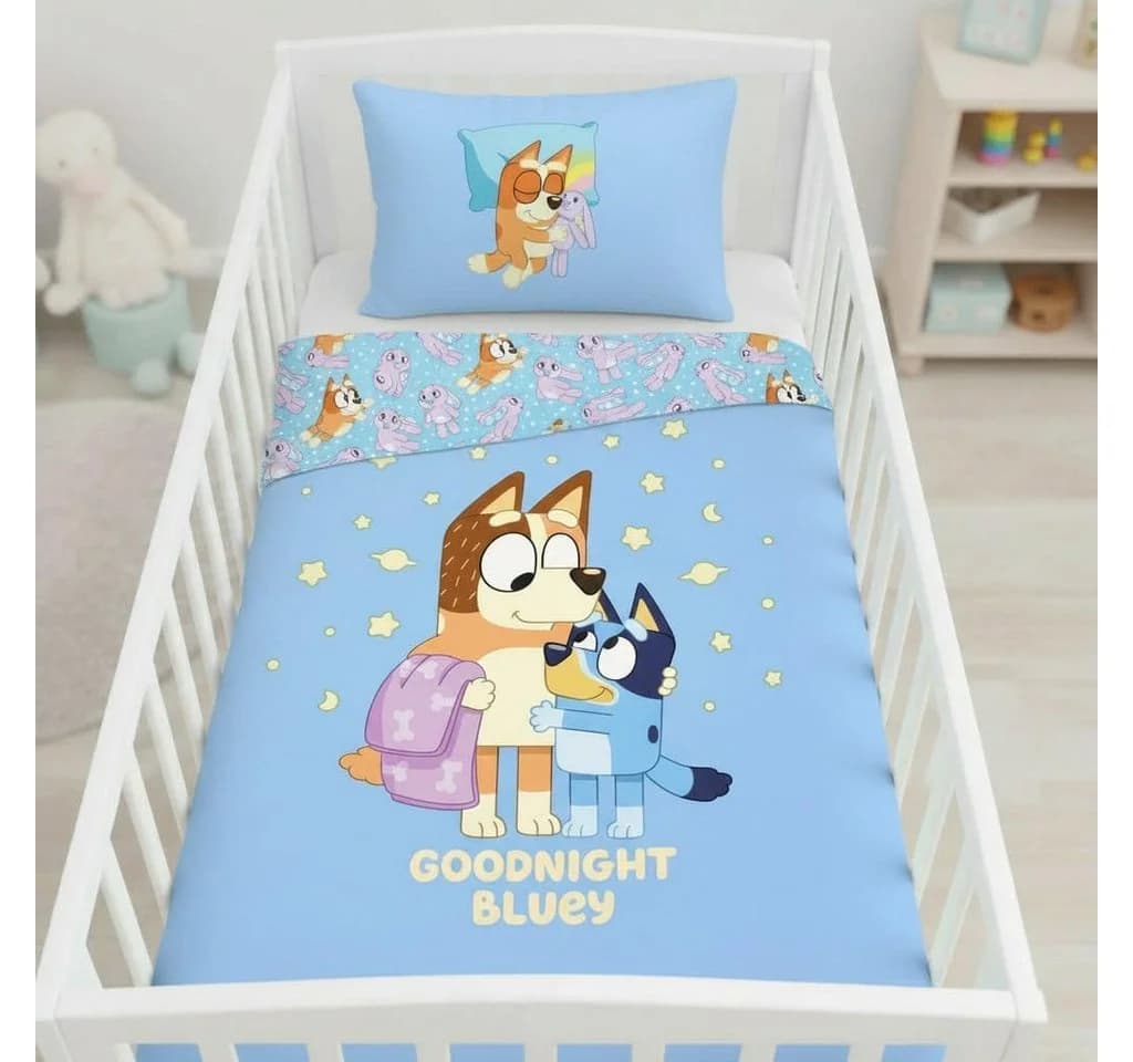 AY!Max Babybettwäsche Set Goodnight Blau 100x140 + 40x60 cm 100% Baumwolle