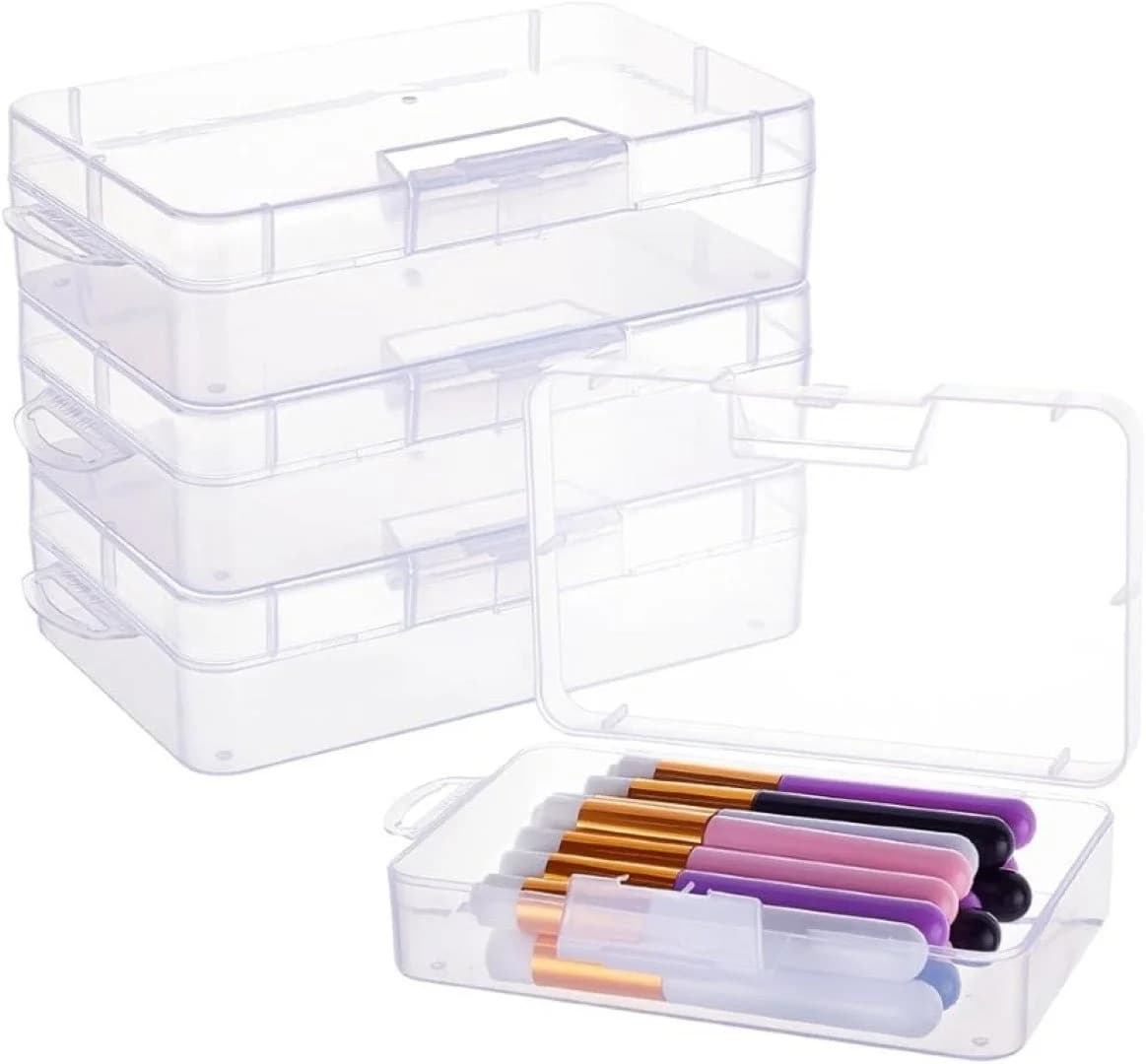 Benecreat Aufbewahrungsbox 4er Set Transparent mit Klappdeckel - Bild 2