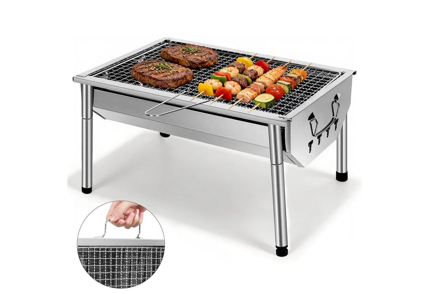 SunJas Tragbarer Klappgrill Edelstahl Campinggrill - Bild 2