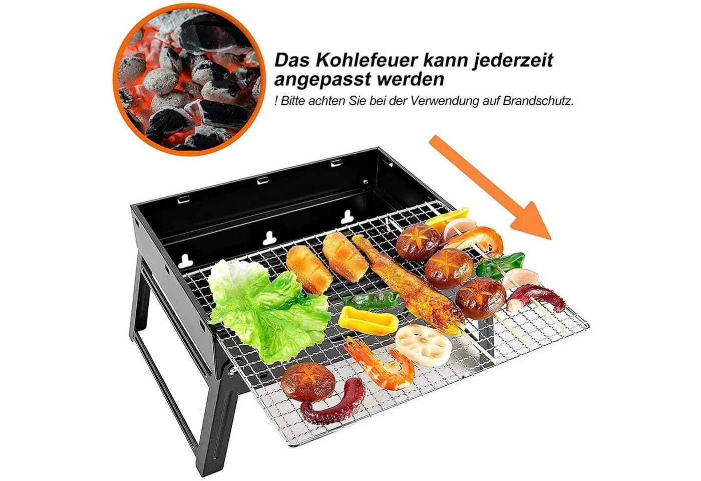 SunJas Klappbarer Holzkohlegrill Edelstahl Tragbarer Campinggrill