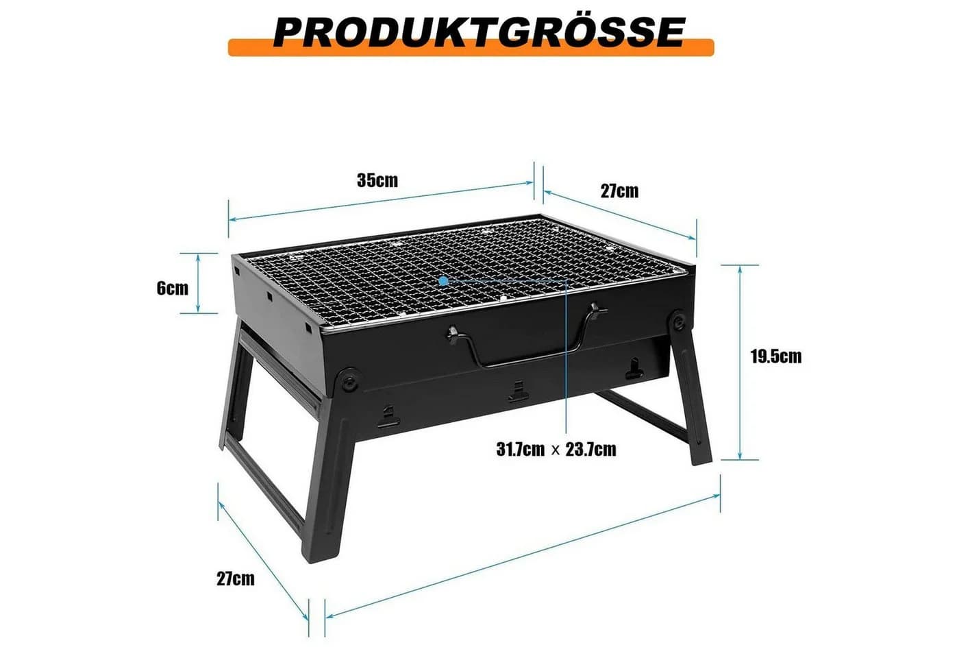 SunJas Klappbarer Holzkohlegrill Edelstahl Tragbarer Campinggrill - Bild 4