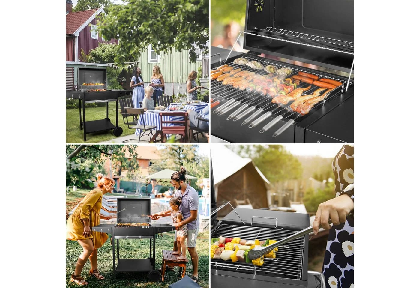SunJas Holzkohlegrill XXL mit Deckel und Thermometer - Bild 5