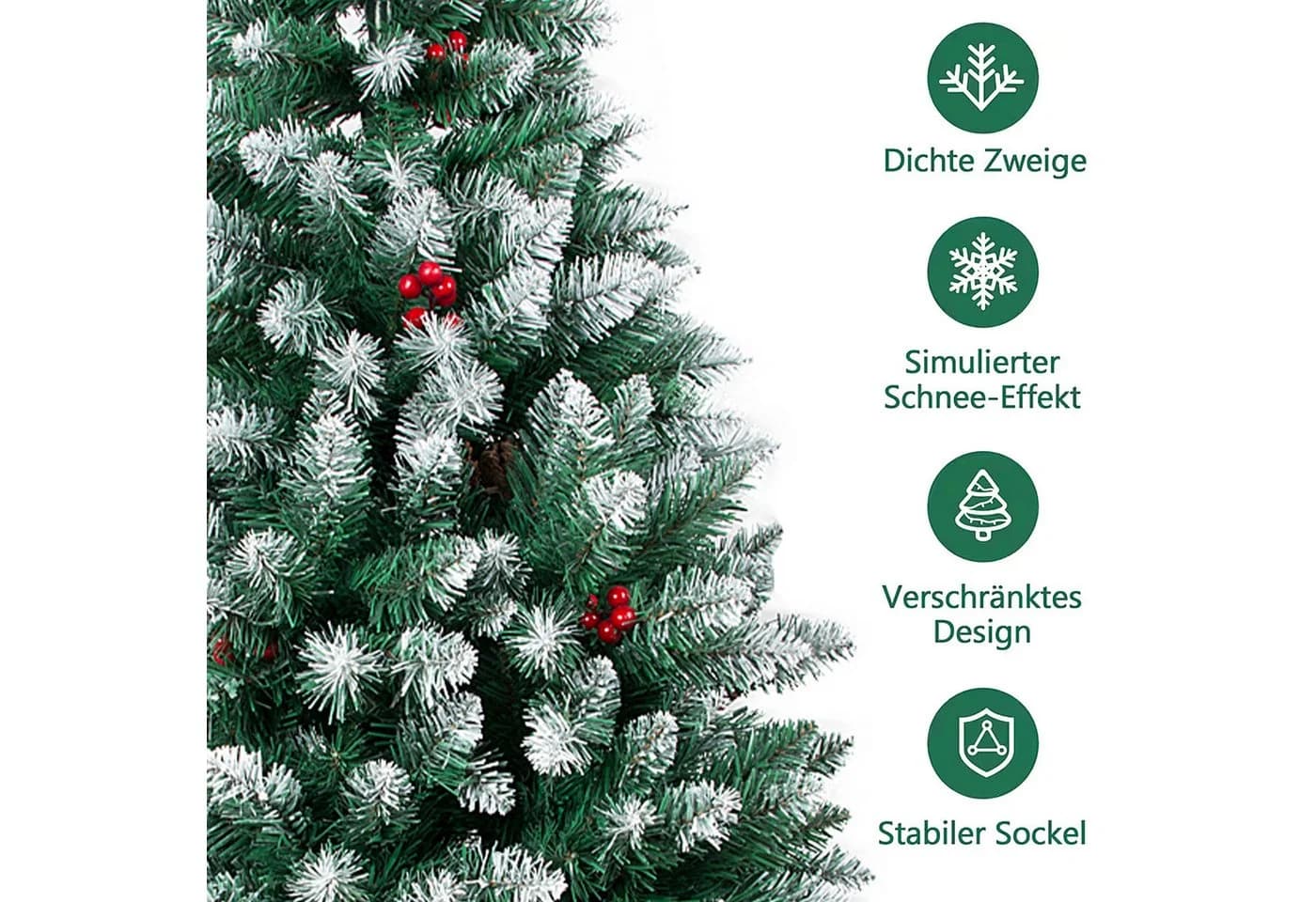 SunJas Künstlicher Weihnachtsbaum mit Schnee, Beeren & Zapfen - Bild 4