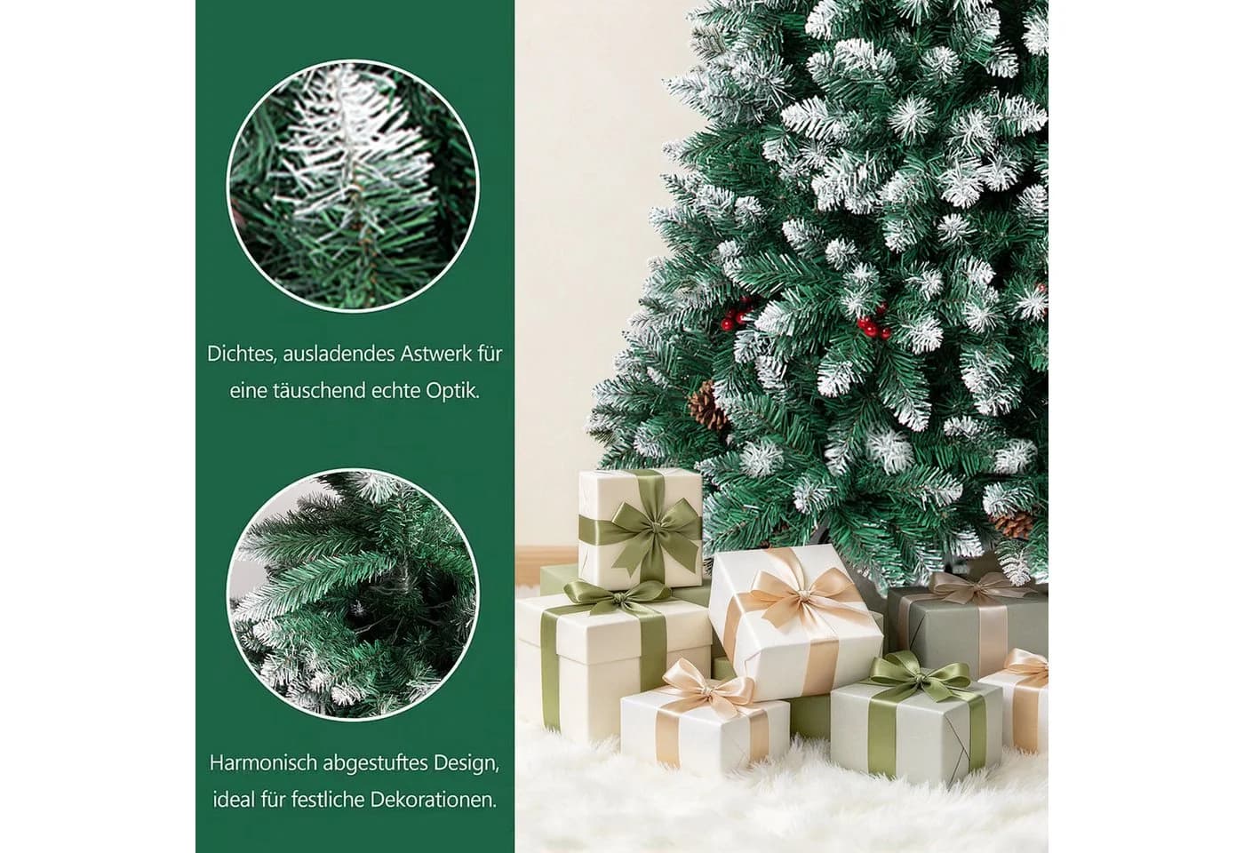SunJas Künstlicher Weihnachtsbaum mit Schnee, Beeren & Zapfen - Bild 5