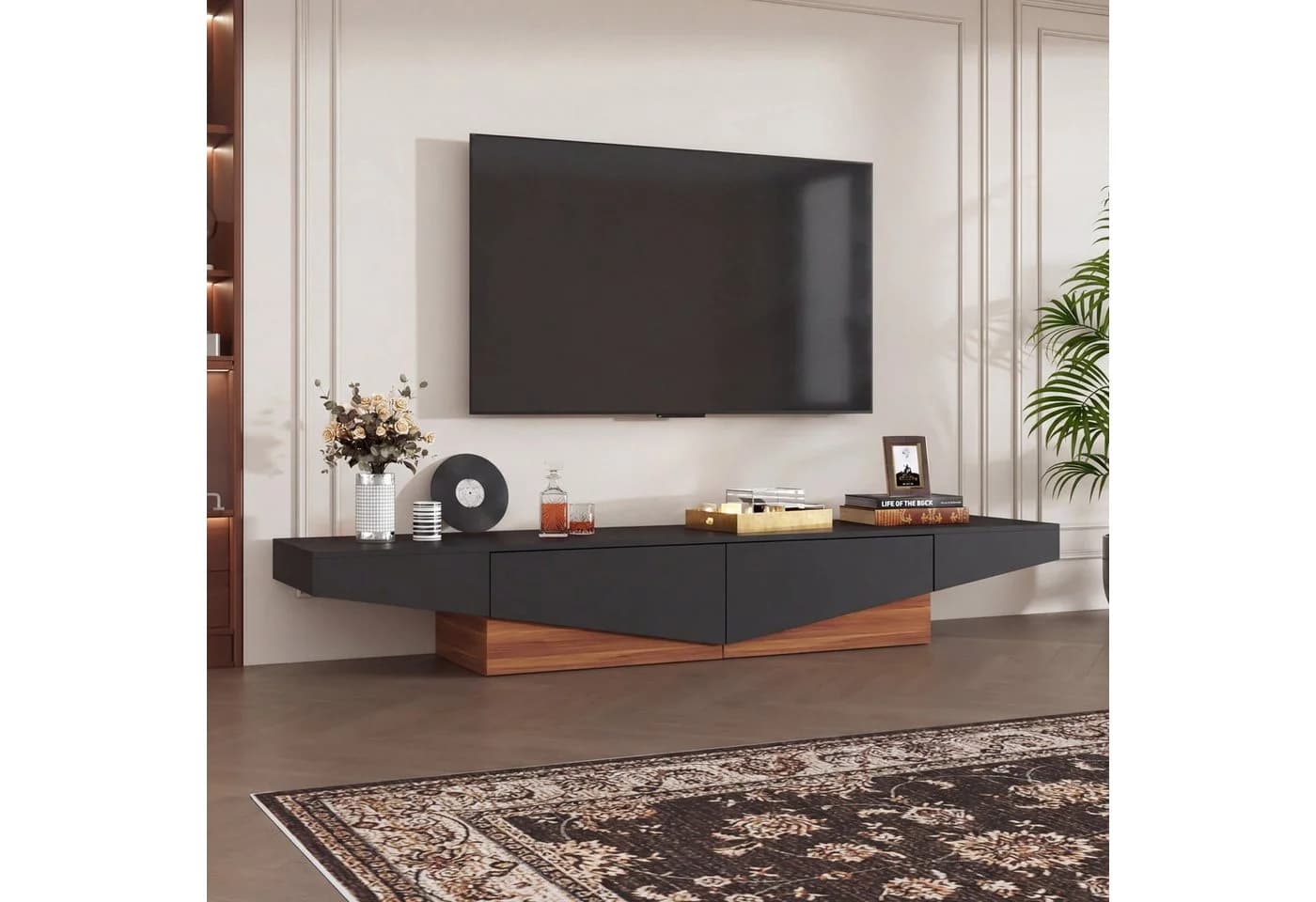 FUFU&GAGA Lowboard TV-Lowboard Weiß-Schwarz Industriestil MDF - Bild 2