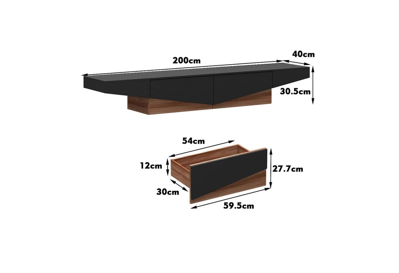 FUFU&GAGA Lowboard TV-Lowboard Weiß-Schwarz Industriestil MDF - Bild 4