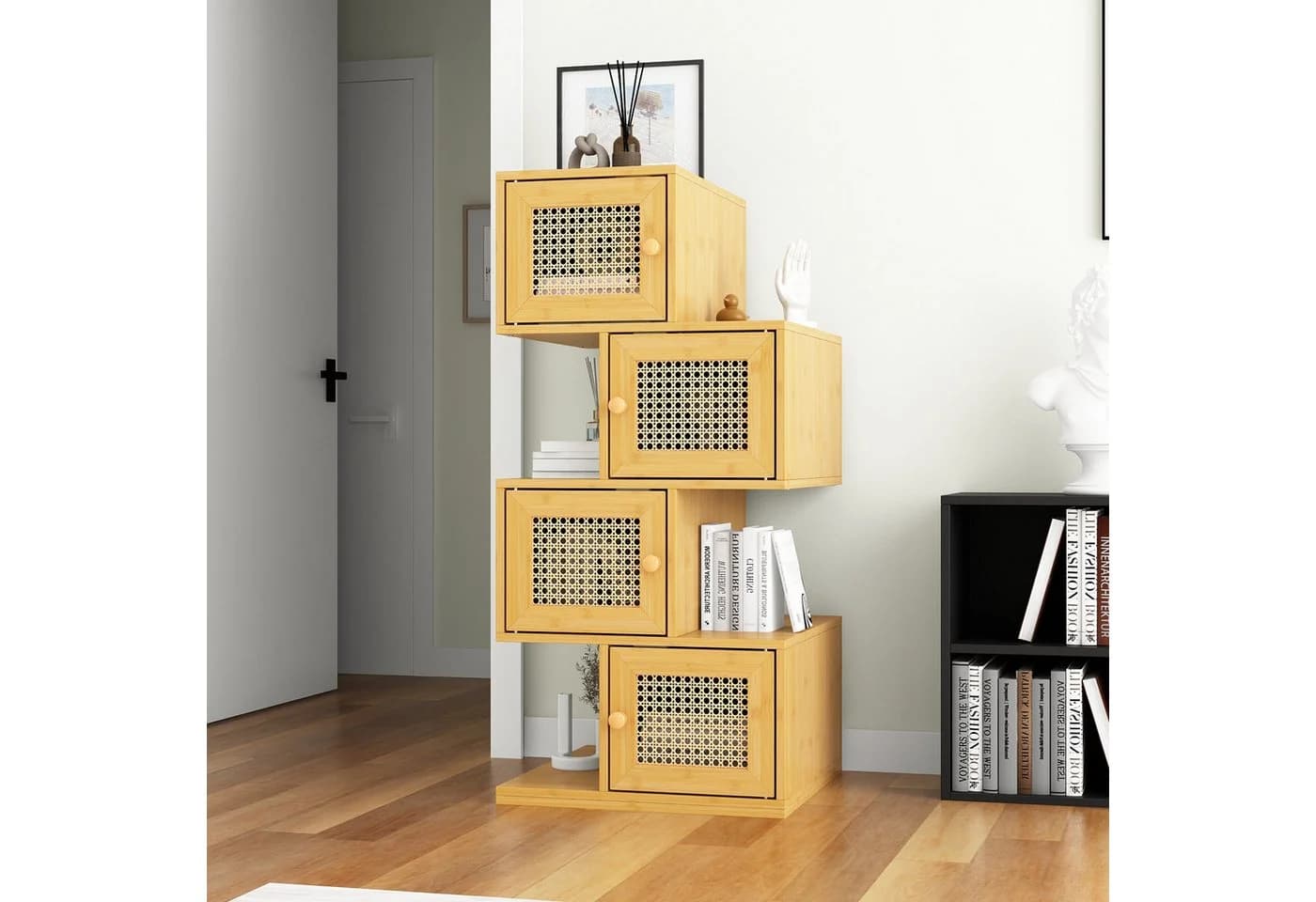 FUFU&GAGA Sideboard mit 4 Türen Holzfarbe Rattan - Bild 3