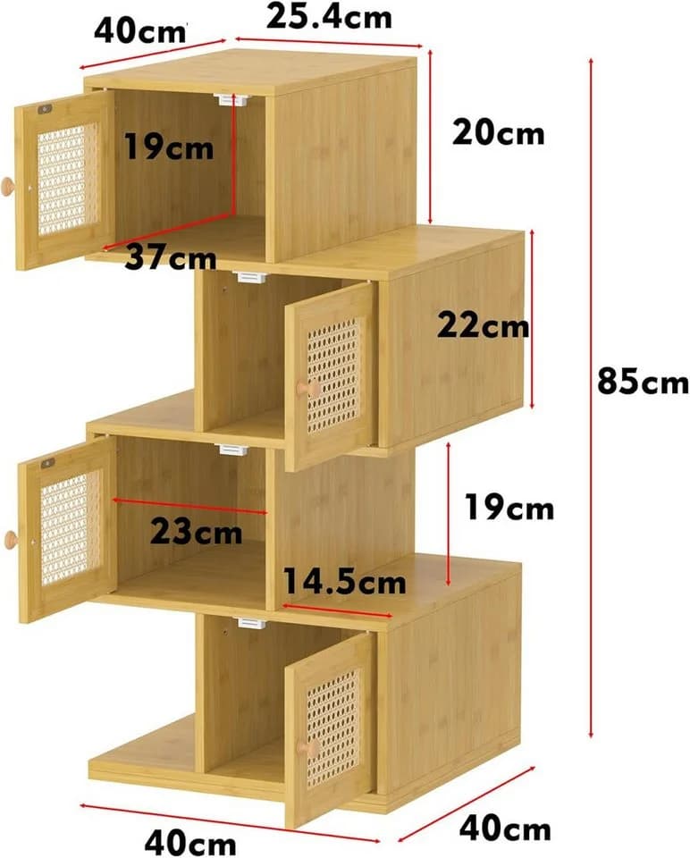FUFU&GAGA Sideboard mit 4 Türen Holzfarbe Rattan - Bild 5