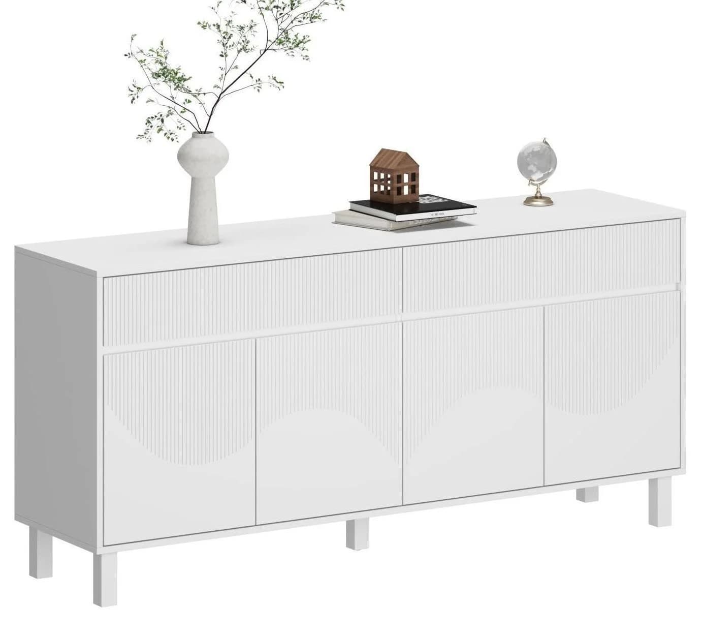 FUFU&GAGA Sideboard Komodenschrank 4 Türen 1 Schublade Weiß - Bild 2