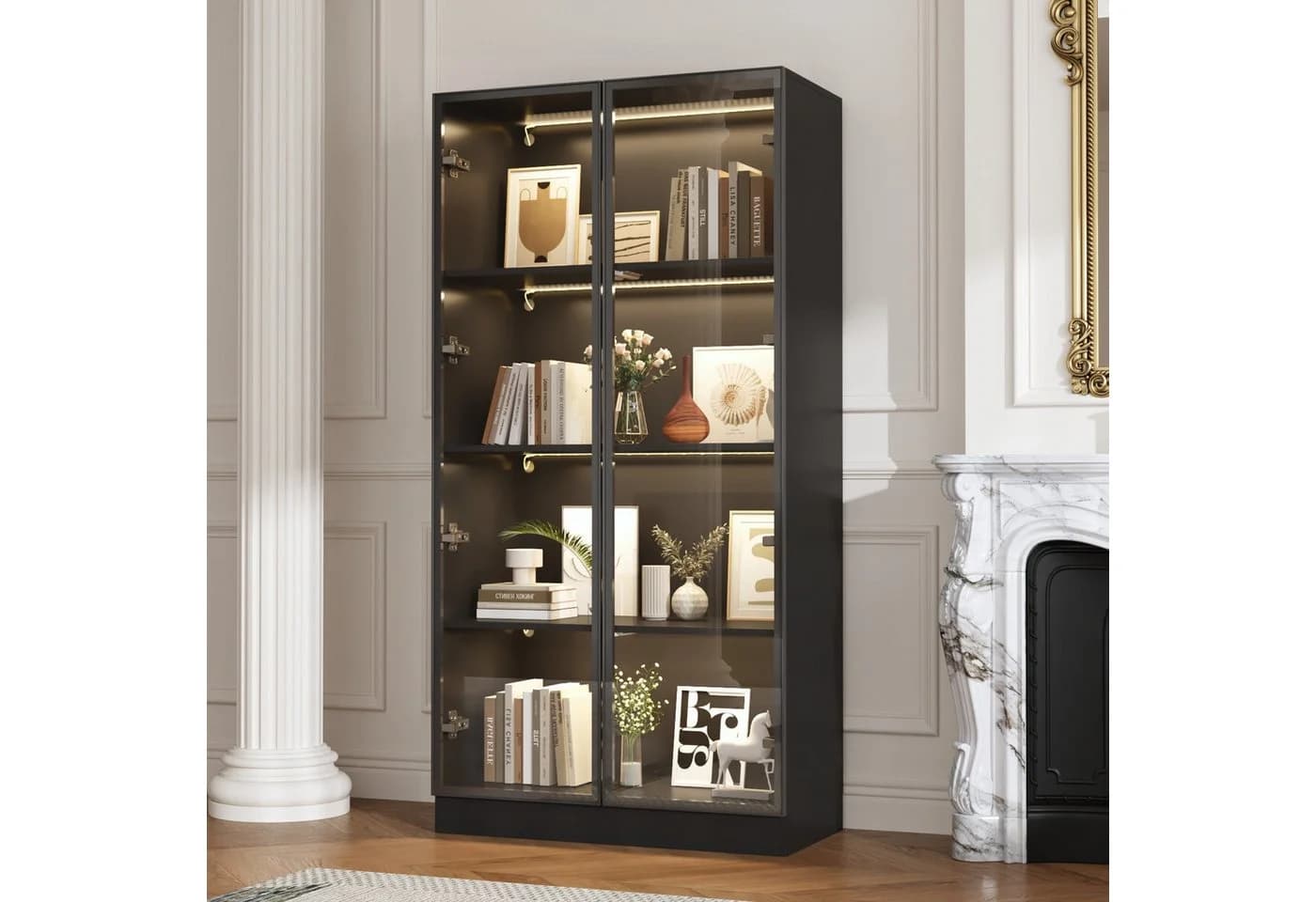 FUFU&GAGA Glasvitrine mit LED-Beleuchtung und Push-to-Open Türen - Bild 2