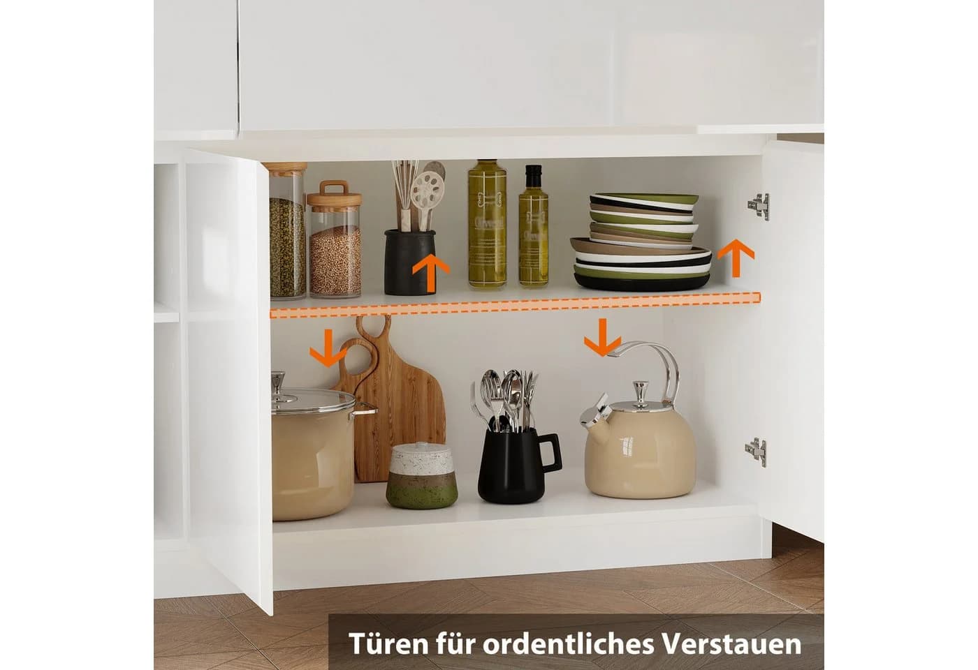 FUFU&GAGA Kommode Weiß PET Hochglanz Modern - Bild 5