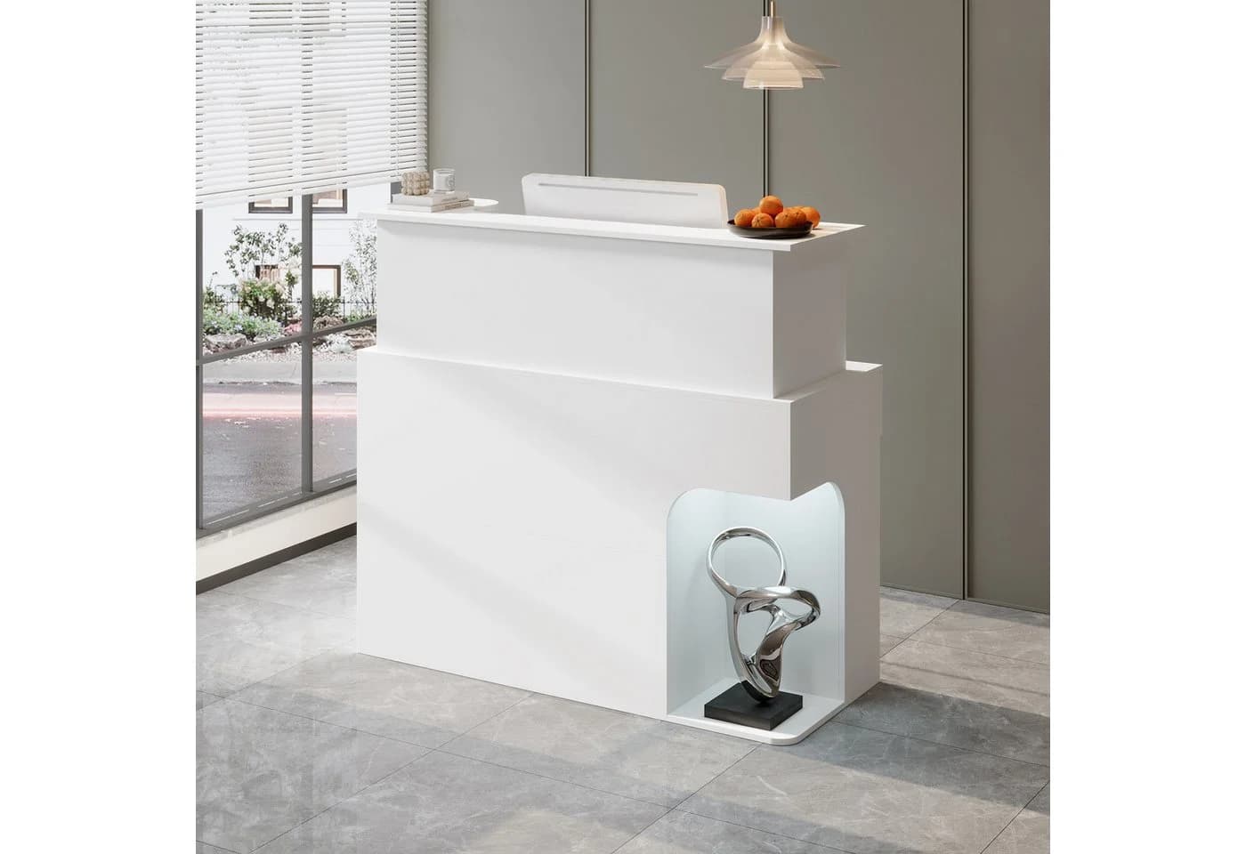 FUFU&GAGA Empfangstheke mit LED-Beleuchtung Weiß MDF