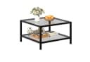 FUFU&GAGA Couchtisch Zweistufig mit Stauraum Schwarz Glas Metall Bild 2