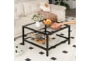 FUFU&GAGA Couchtisch Zweistufig mit Stauraum Schwarz Glas Metall Bild 4