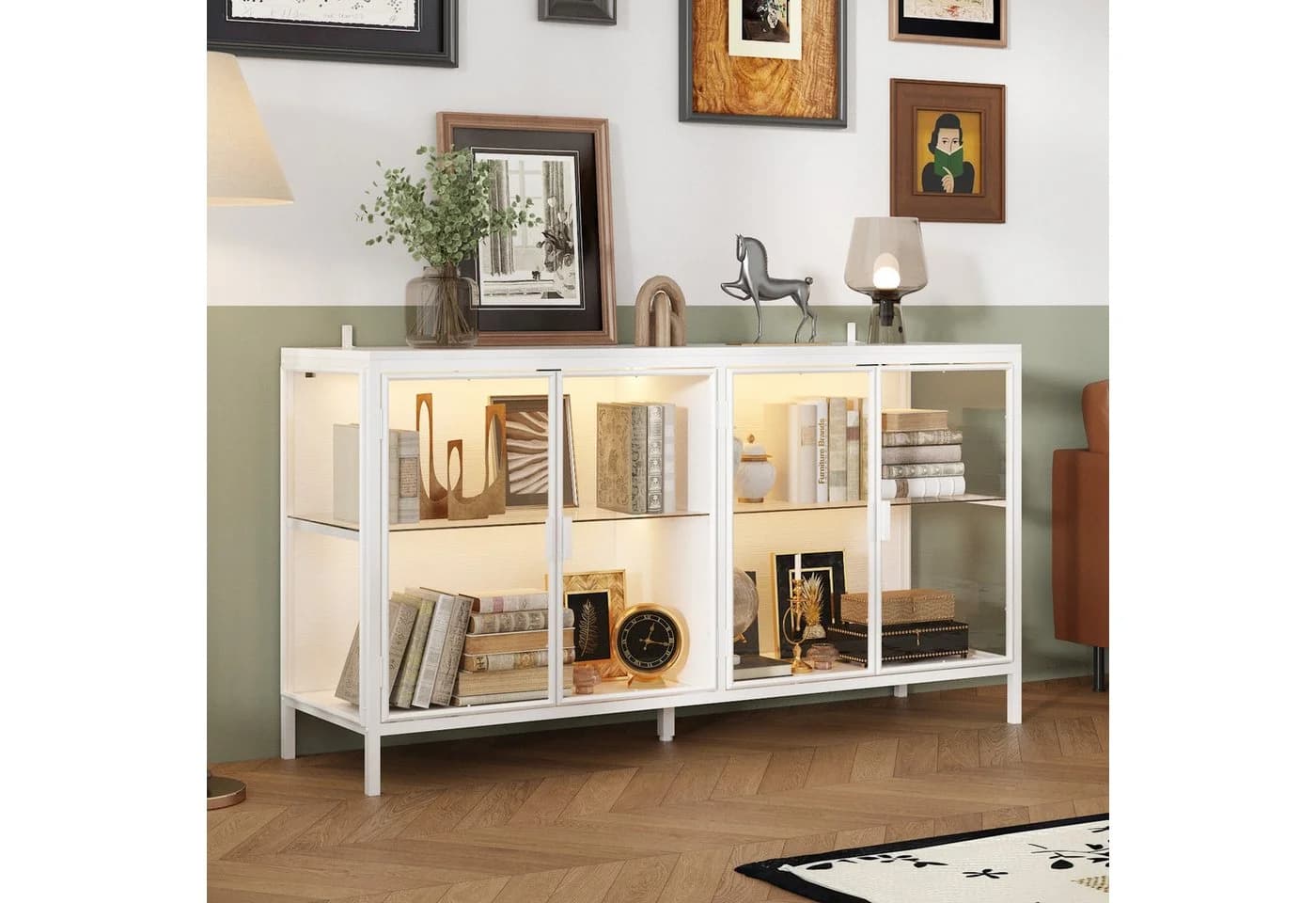 FUFU&GAGA Glas-Sideboard mit Beleuchtung 3 Farben