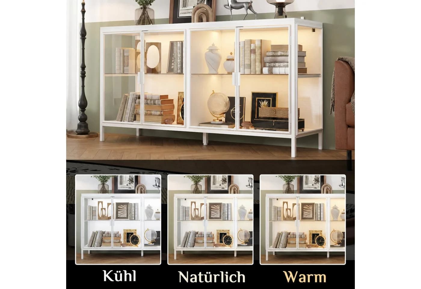 FUFU&GAGA Glas-Sideboard mit Beleuchtung 3 Farben - Bild 3