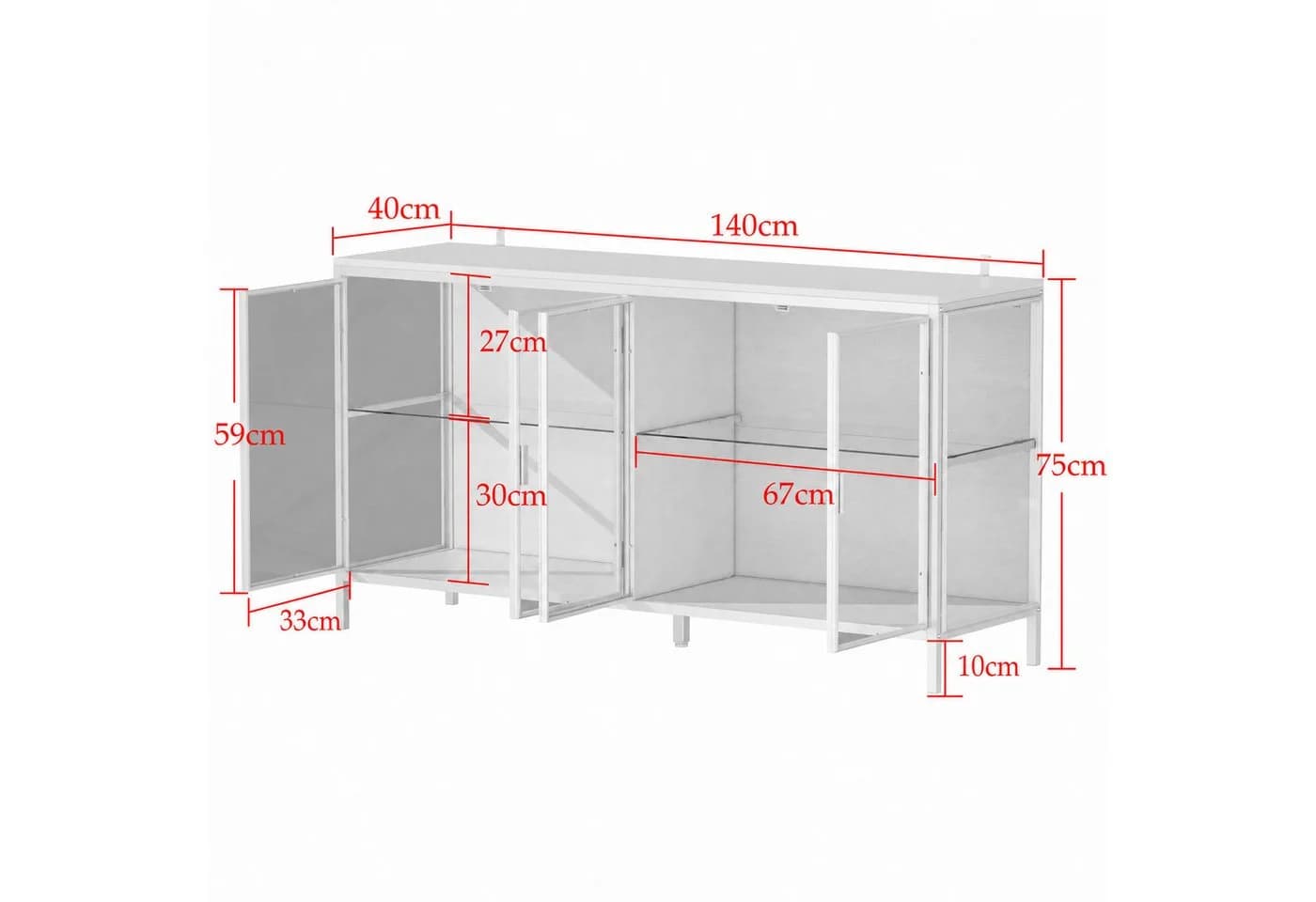 FUFU&GAGA Glas-Sideboard mit Beleuchtung 3 Farben - Bild 4