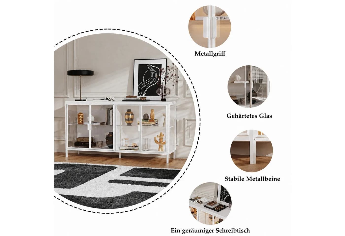FUFU&GAGA Glas-Sideboard mit Beleuchtung 3 Farben - Bild 5