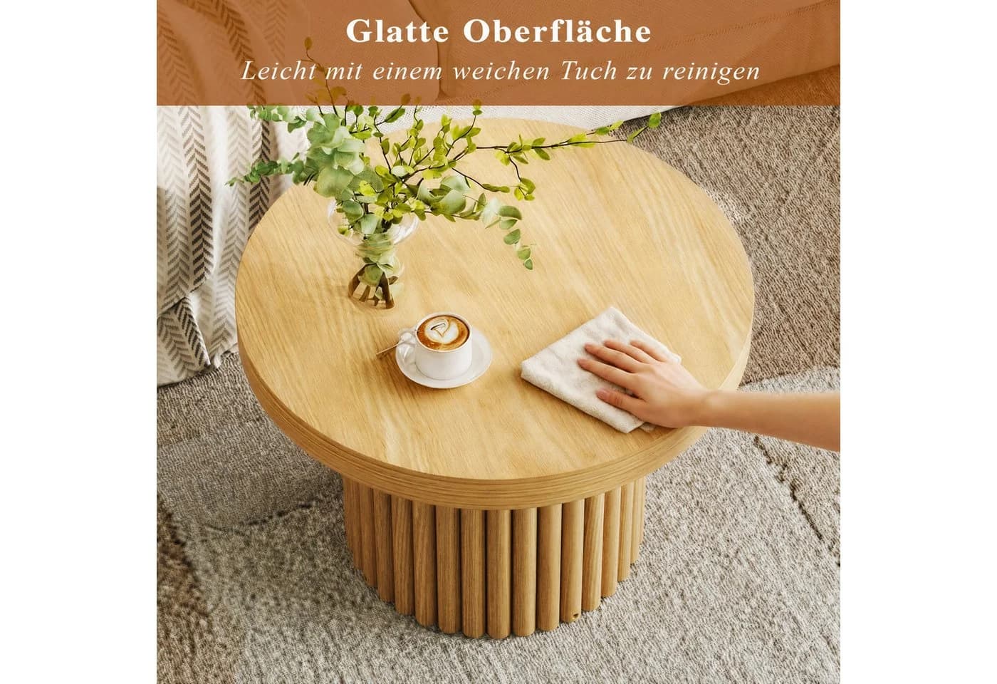 Couchtisch im Naturholzstil aus MDF-Platte und Naturholz - Bild 3