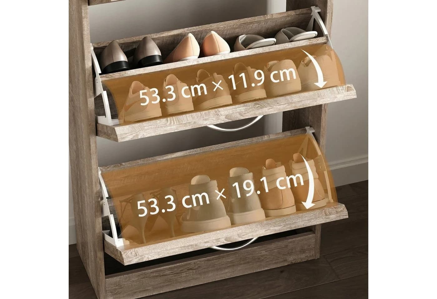 FUFU&GAGA Schuhschrank Eichenoptik 3 Fächer MDF - Bild 4
