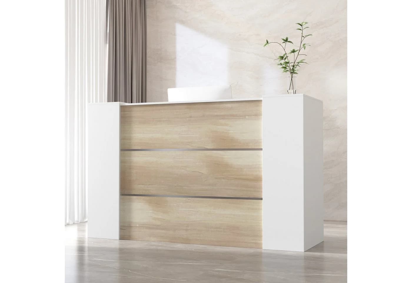 HOMSEE Empfangstheke Holz-Weiß Modern MDF Stauraum - Bild 2