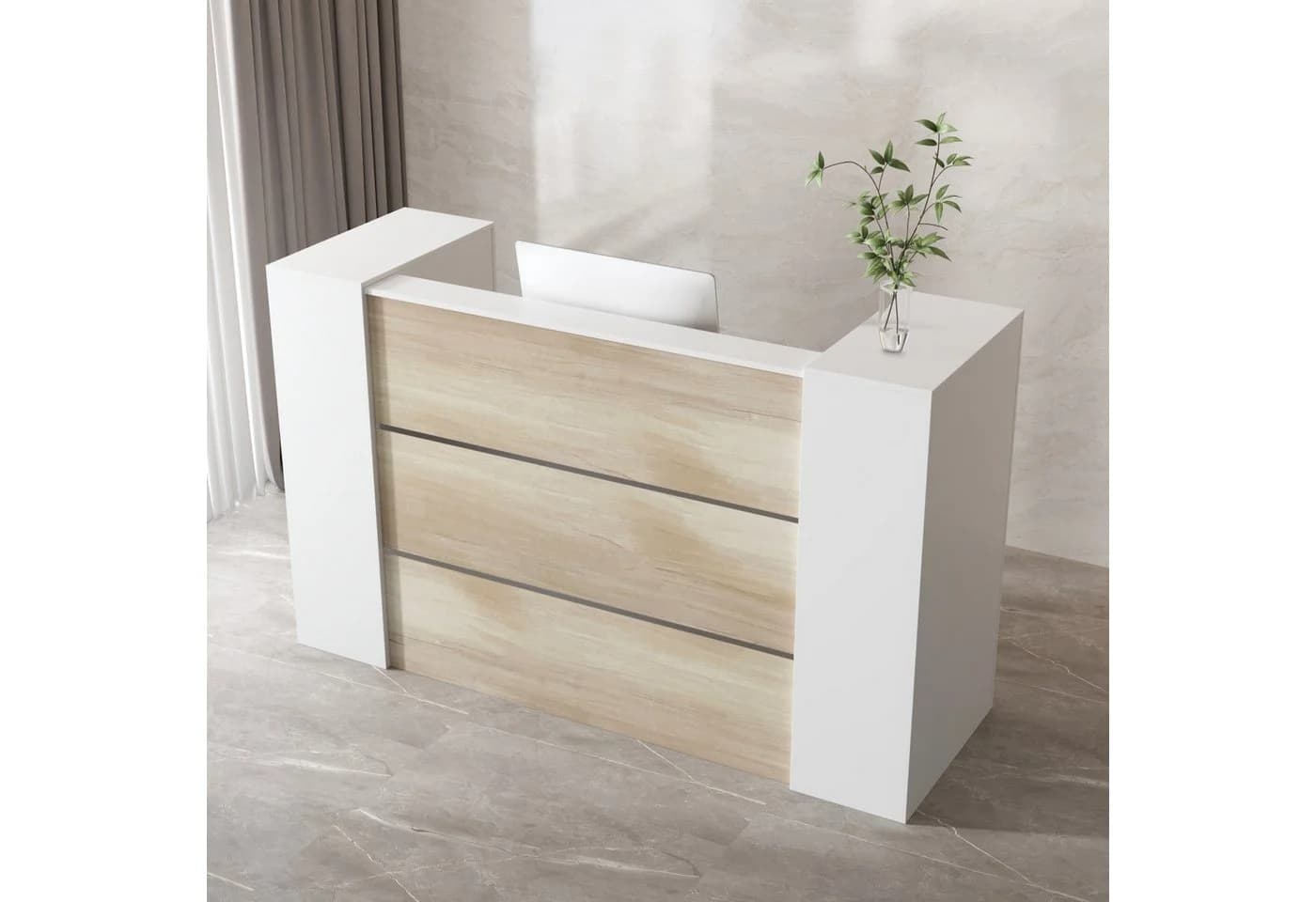 HOMSEE Empfangstheke Holz-Weiß Modern MDF Stauraum - Bild 5