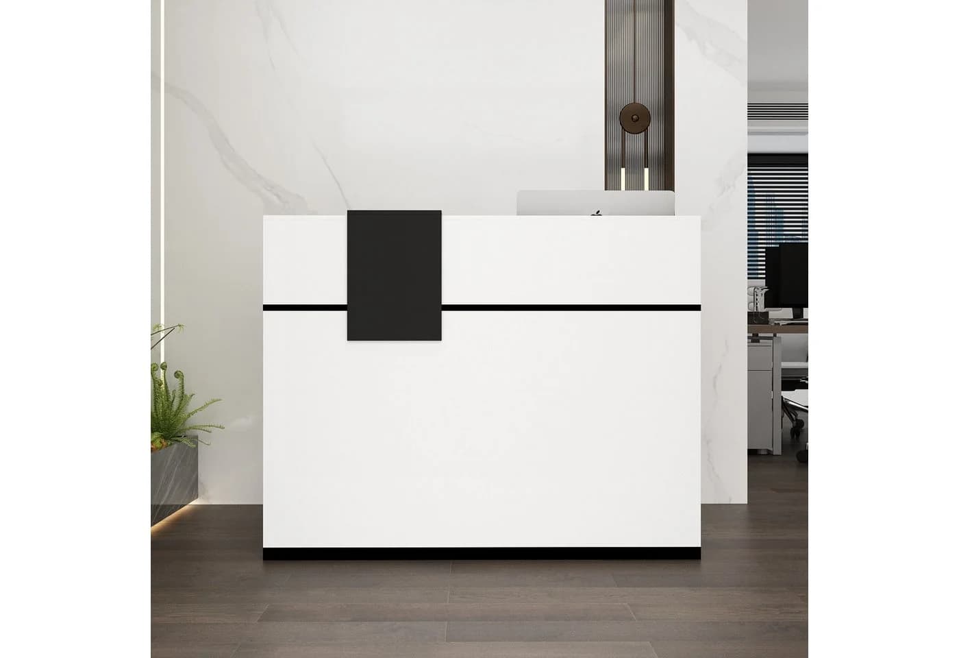 HOMSEE Empfangstheke Rezeption mit abschließbarer Schublade & Schrank, Weiß - Bild 2