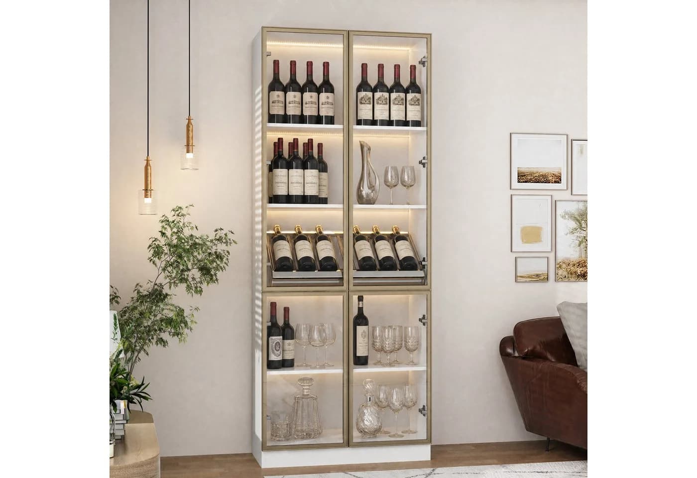 FUFU&GAGA Glasvitrine Weiß mit LED-Beleuchtung - Bild 2
