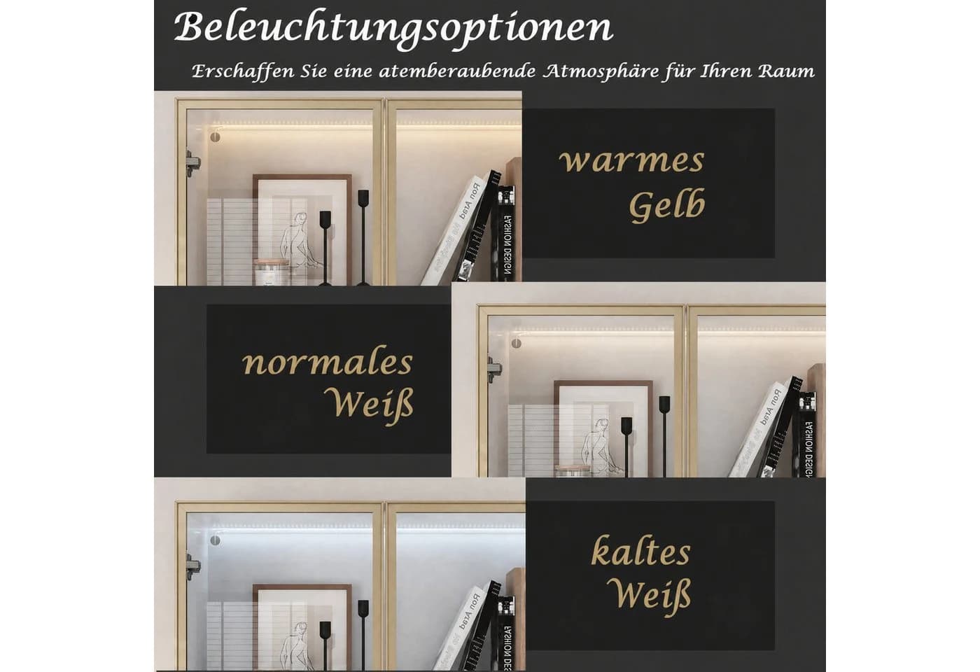 FUFU&GAGA Glasvitrine Weiß mit LED-Beleuchtung - Bild 3