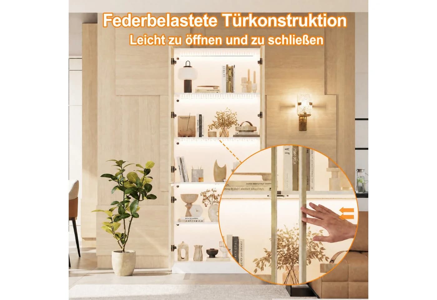 FUFU&GAGA Glasvitrine Weiß mit LED-Beleuchtung - Bild 5