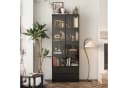 FUFU&GAGA Glasvitrine mit LED-Beleuchtung und Schubladen Schwarz Bild 3